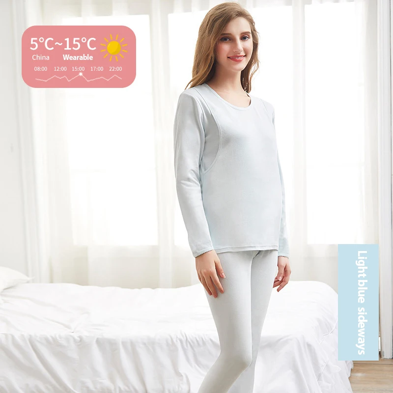 

Maternity Pajamas Set Pure Cotton Thermal Underwear Long Trousers Postpartum Nursing Pajamas Dresses for Breastfeeding