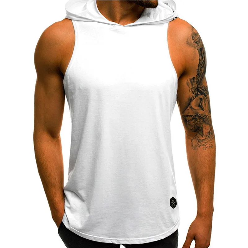 

Adisputent 2019 Summer Man's Sleeveless Hooded Tops Sports Fitness Hoodies Tanks Casual Breathable Vest