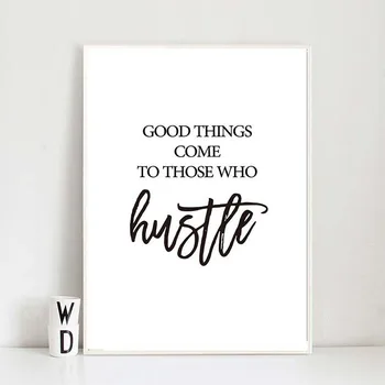 

Good Things Hustle Print Canvas Painting Inspirational Typography Quote Art Home Decor Abstract Wall Picture Unframed
