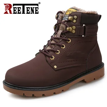 

REETENE 2019 Fashion Winter With Fur Snow Boots Working Shoes Winter Lace-up Boots Shoes Casual Quality Rubber Ankle Warm Boots