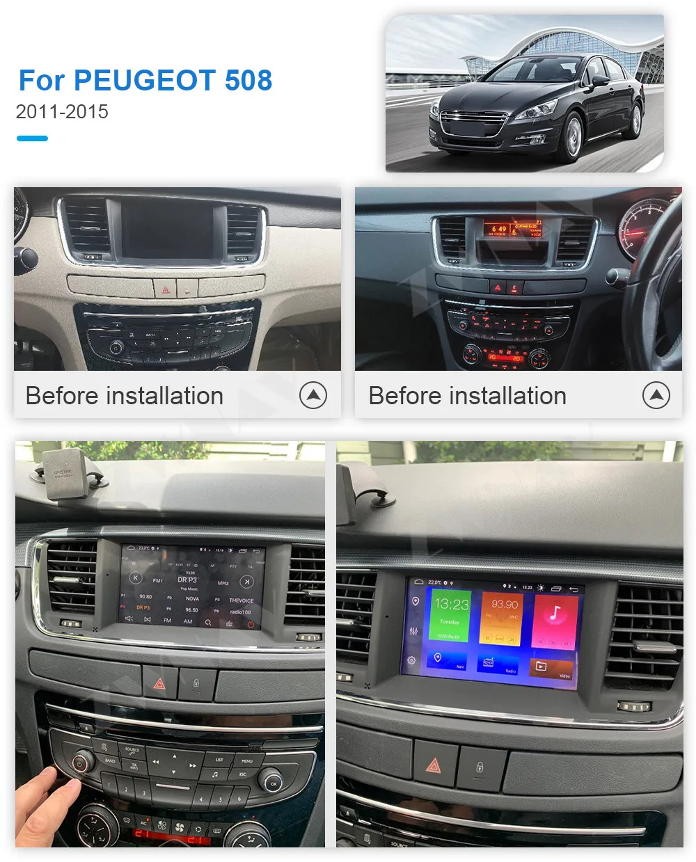 Carplay For PEUGEOT 508 2011 2012 2013 2014 2015 2016 2017 Android Player GPS Navigation Audio Stereo Radio Recorder Video Unit