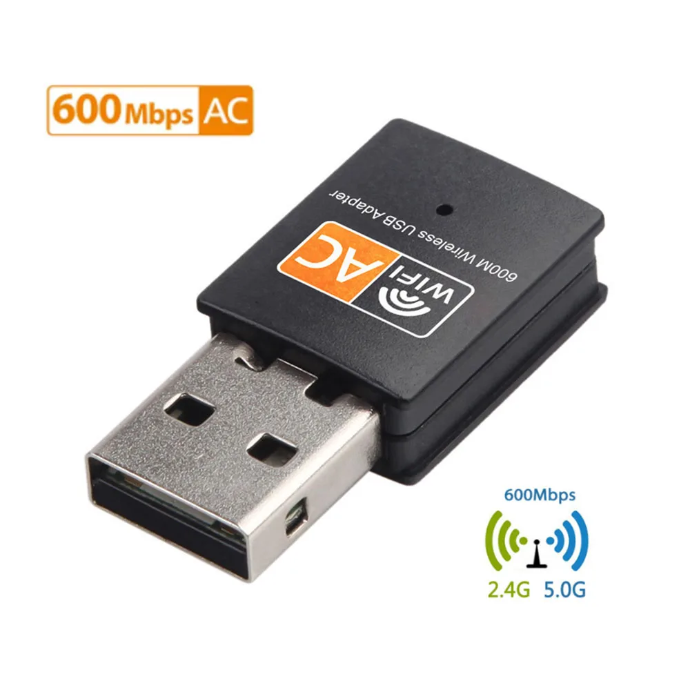Mini Receptor de Cartão de Rede de Computador sem Fio Usb Adaptador Wifi Antena de Banda Dupla 600mbps 2.4g 5g 802.11b n g ac