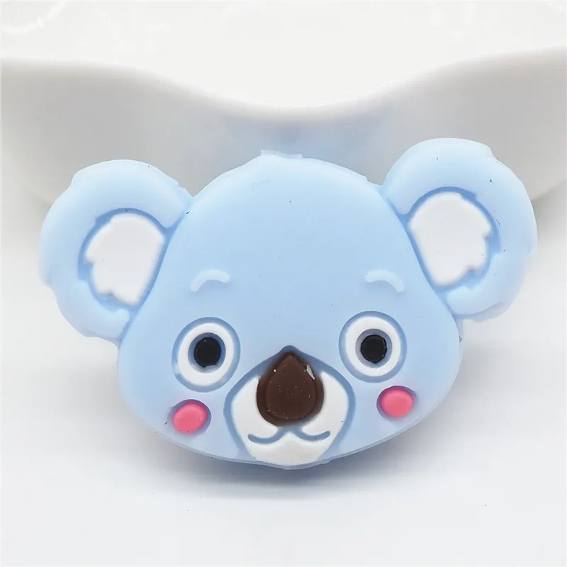 Chenkai 50 шт. силиконовые коала Прорезыватель бусины DIY животных мультфильм ребенок жевательный успокоитель манекен сенсорные ювелирные изделия игрушка для изготовления бусин - Цвет: Синий