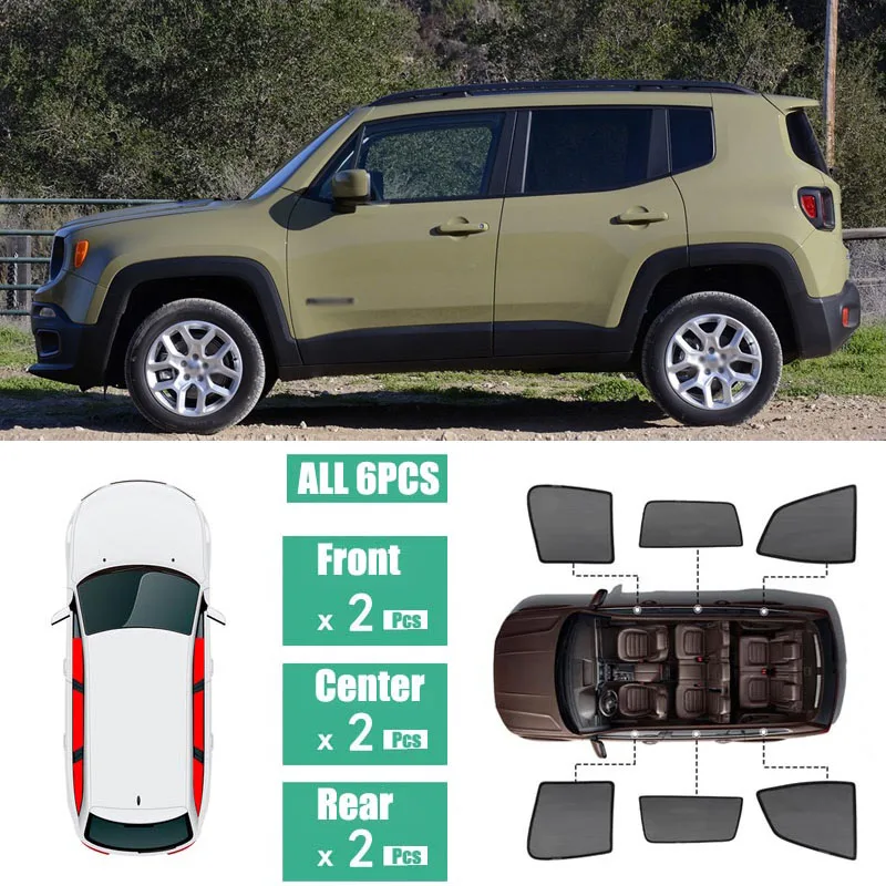 

Side Windows Magnetic Sun Shade UV Protection Ray Blocking Mesh Visor Fit For Jeep Renegade 2014-2019