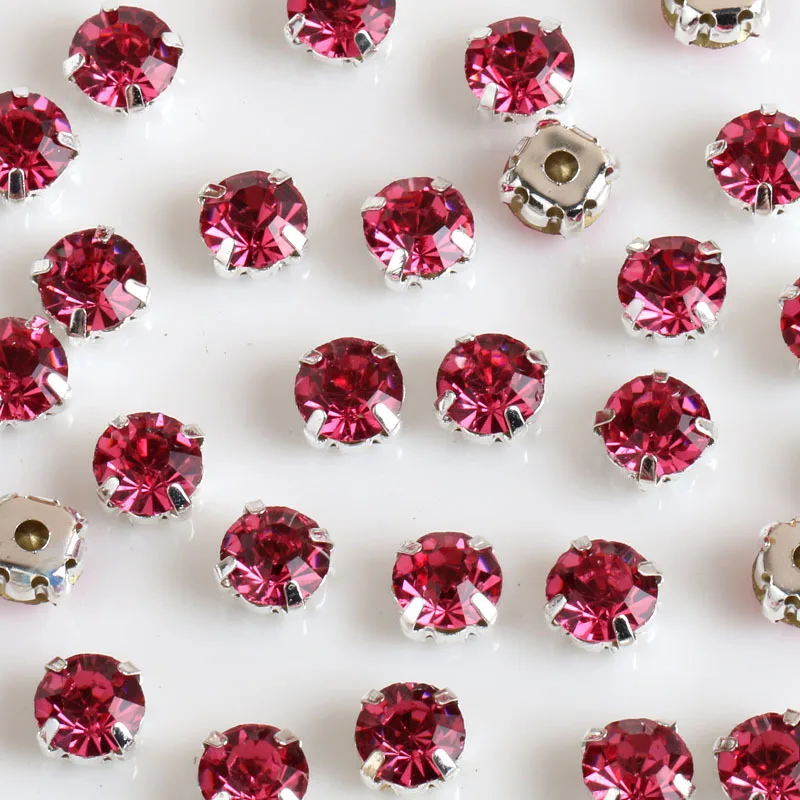 Elegant Silver Claw Sew-On Round Rhinestones for DIY Needlework and Wedding Attire