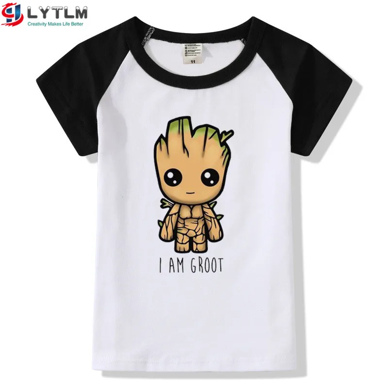 LYTLM 14 лет XXX Groot футболка для мальчиков Camisetas Мстители футболка для девочек футболки для мальчиков 12 лет топы для маленьких девочек Raglans детская одежда - Цвет: DX Raglan Black