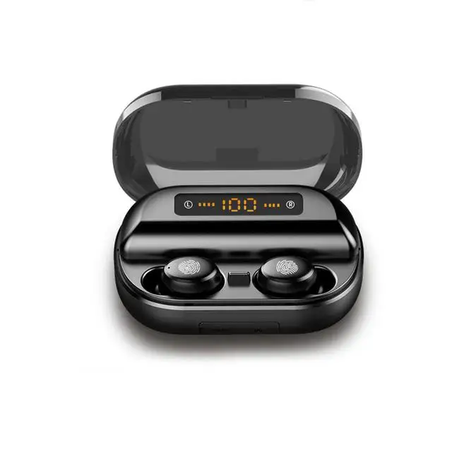 Studyset TWS 5,0 Bluetooth 9D стерео наушники, беспроводные наушники IPX7 водонепроницаемые наушники спортивные наушники - Цвет: black