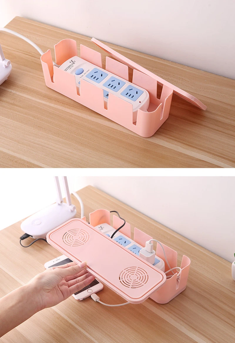 Colour Cable Storage Box Power Board Wire Management Socket Strip Wire Case  Dust Charger Socket Organizer Network Bin Charger