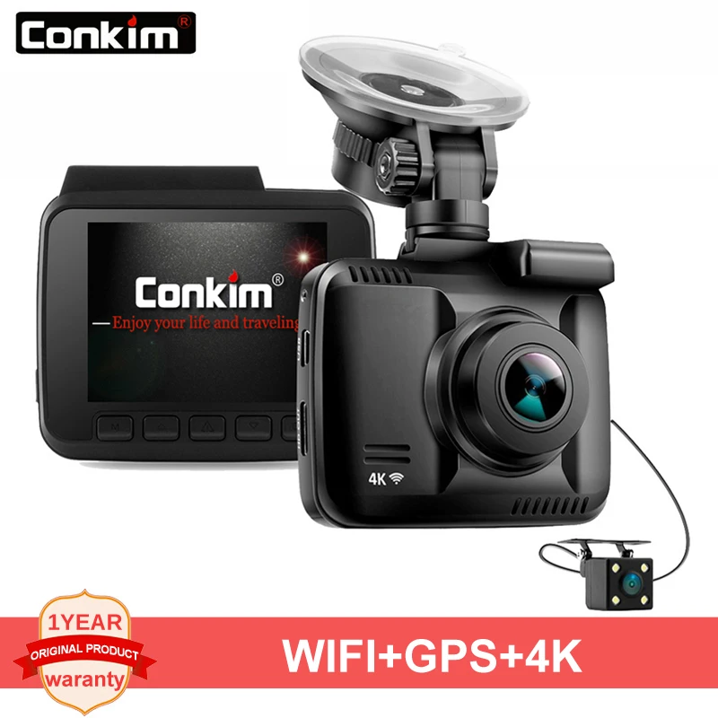 Conkim DVR 2 камеры s с gps Wi-Fi APP Dash camera Ultra 4K супер HD Автомобильный видеорегистратор видео рекордер двойной объектив 1080P 720P Dash Cam GS63D