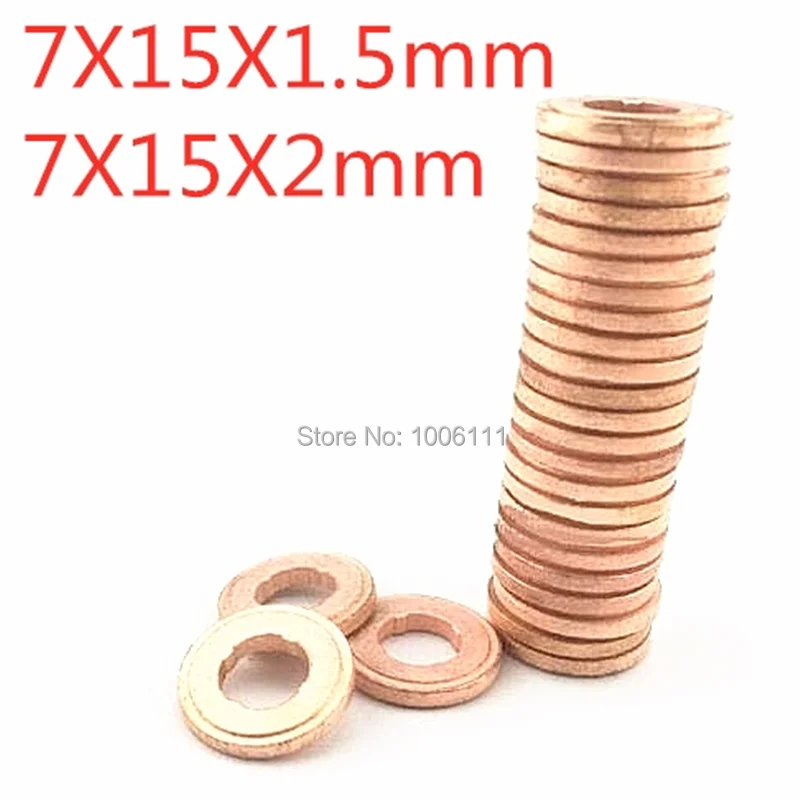7x15x1.5 мм/2 мм Форсунка Common Rail медная шайба уплотнительное кольцо прокладка для