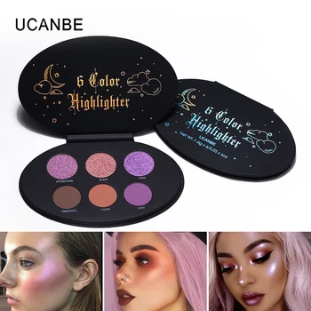 

UCANBE Glitter Highlighter Blush Palette Shine Face Contour Makeup Bronzer Shadow Shimmer Powder Holographic Cosmetics