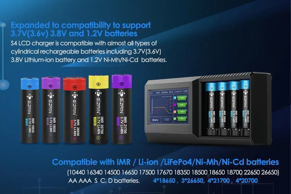 Efan Eizfan LUX S4 новейшее многофункциональное зарядное устройство с сенсорным экраном и ЖК-дисплеем Универсальное зарядное устройство с батареей ИК функция тестирования