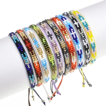 

20pcs/lot Bohemia Women Multilayer Crystal Beads Charm Bracelets Handmade Colorful Adjustable Bracelet Wristband Fashion Jewelry