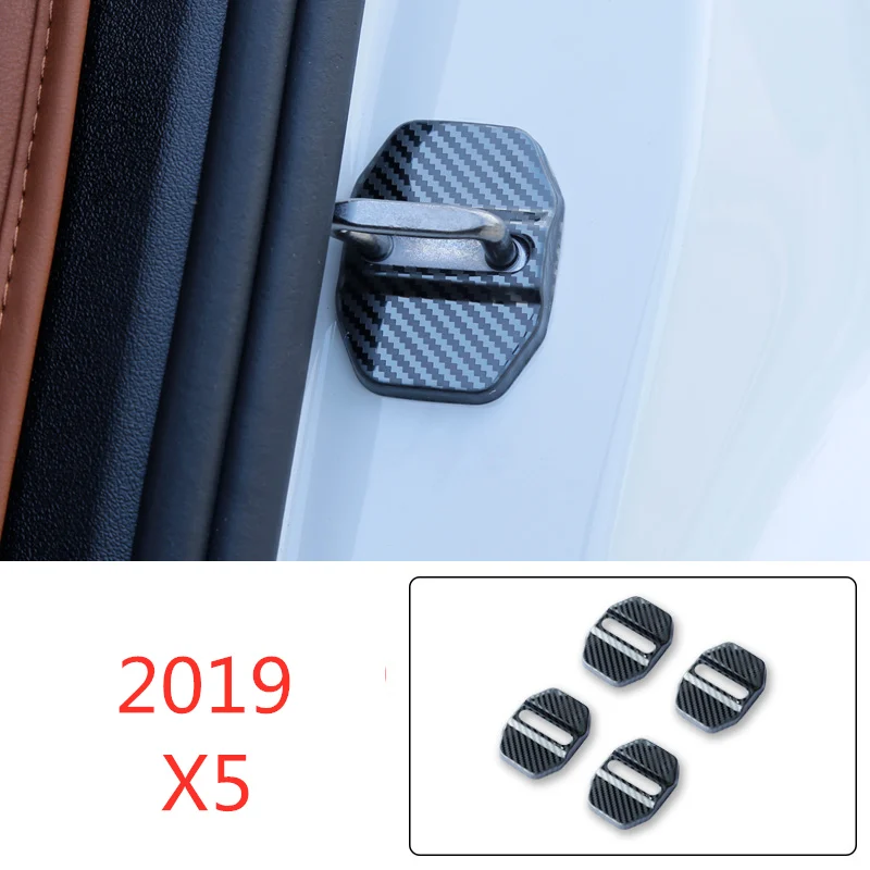 Car Door Lock Protection Cover Interior Trim Antirust Shell Decoration For BMW X5 G05 Car-styling Modification Accessories - Название цвета: Carbon style-4 pcs