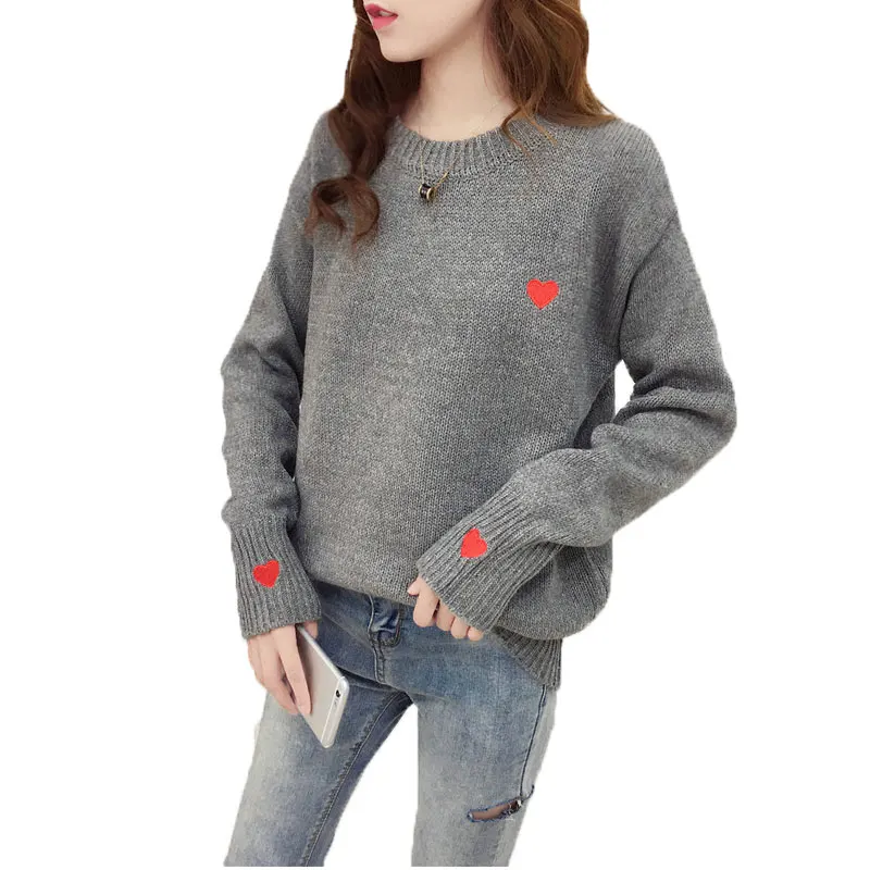 

Fashion Korea Autumn Winter Solid Loose Pullovers Sweaters Women Spring Elegant Gray Ribbed Knitted Sweater Female Jumper