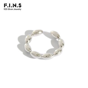 

F.I.N.S Personalized Oval Beads Rings 925 Sterling Silver Rings Geometric Open Finger Ring Wedding Rings Silver for Women