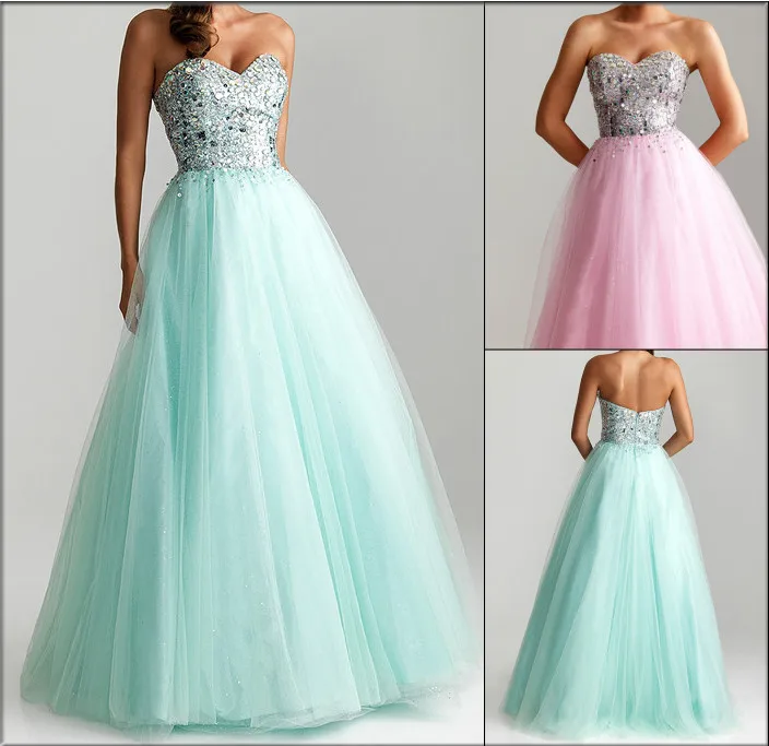 

free shipping 2018 Long Sweetheart Tulle beading crystal custom Ball Gowns party custom hot Homecoming bridesmaid dresses
