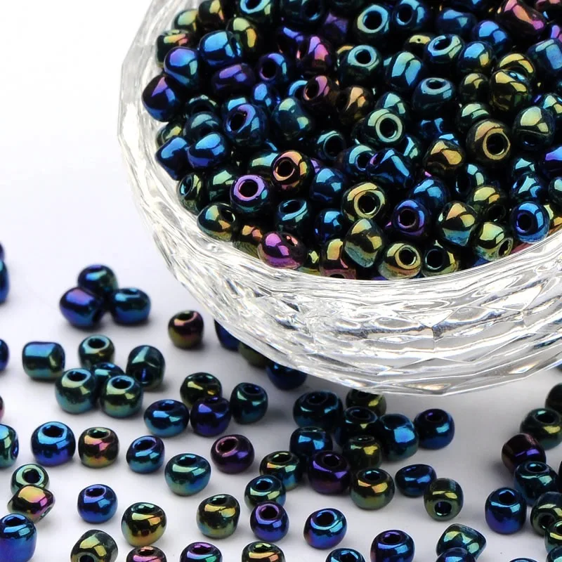 6 Color Electroplated Glass Seed Beads Iris Round DIY Jewelry Making Beads 