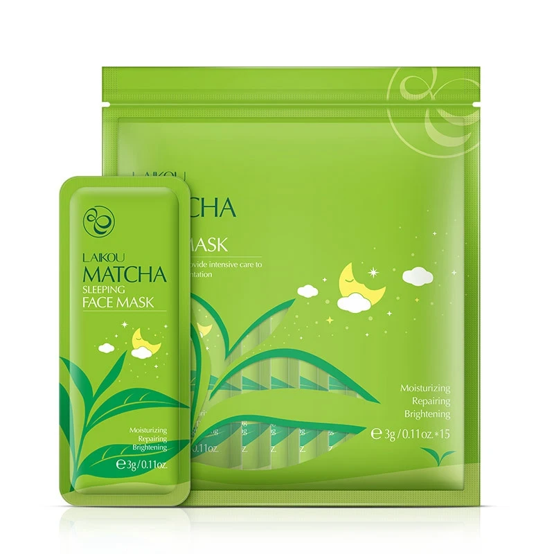 LAIKOU Matcha Sleep Mask Travel Pack 15pcs Moisturizing Night Moisture Disposable Face No Wash Care | Красота и здоровье