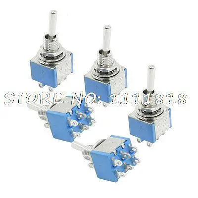

On/On DPST 6 Ternimals Toggle Switch AC 250V 3A 125V 5A 5 Pcs