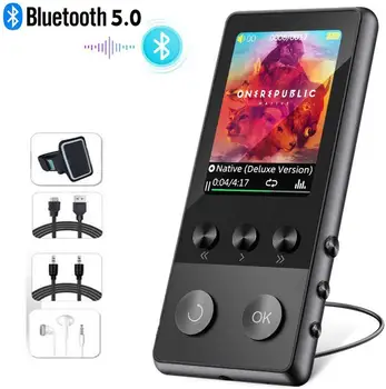 

Bluetooth MP3 Player Metal High Quality Sound Portable Music Player with Voice Recorder, FM Radio Support TF Card up to 128GB