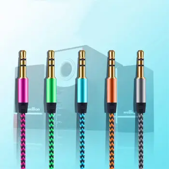 Kabel ze stopu aluminium z męskiego na męskie kabel audio 3 5mm kabel audio aux kolor pleciony kabel do nagrywania uniwersalny kabel samochodowy tanie i dobre opinie CN (pochodzenie)