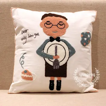 

LeRadore 2018 New Cushion Covers Cartoon Pattern Pure Cotton Embroidered 45*45cm Home Decor Pillow Case Throw Free Shipping