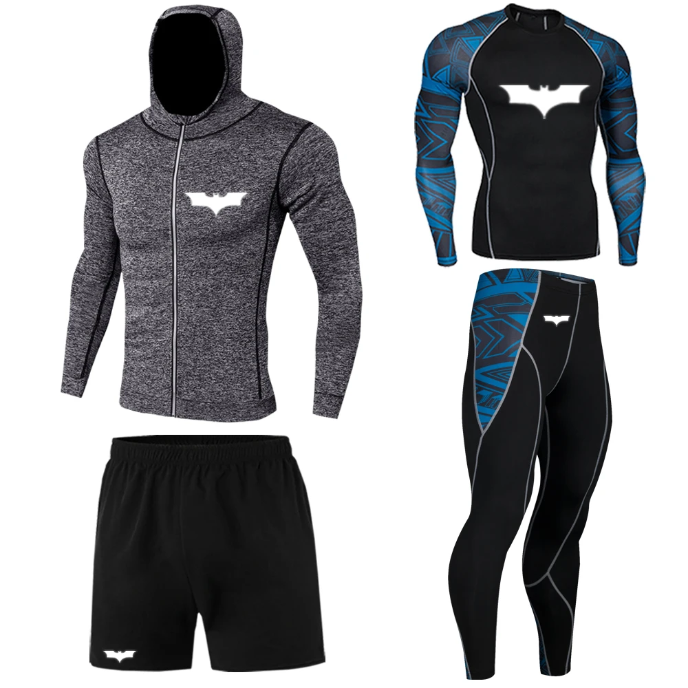 New men's suit winter thermal underwear sportswear compression leggings sports T-shirt + leggings gym clothes jogging suit