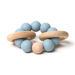 Baby Teether Bracelet Chew Bite Newborn Care Beads Jewelry Pain Relief Infant Silicone Wood Rings Teething Toys  dropshipping