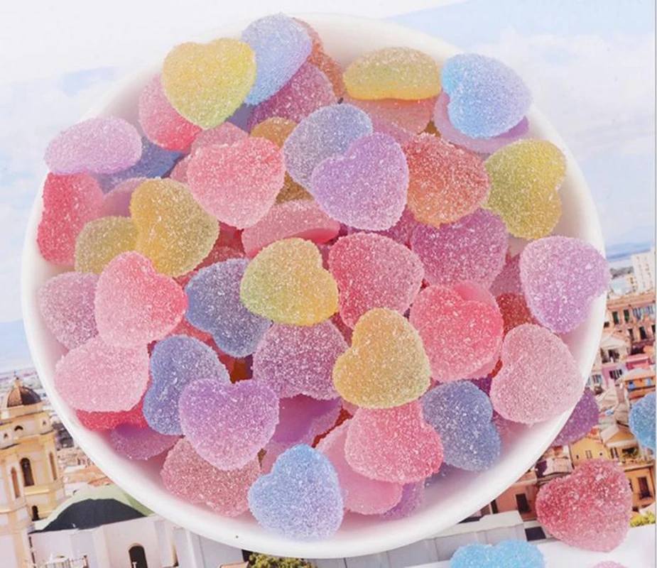  50Pcs 3D Gummy Candy Nail Charms Colorful Sugar