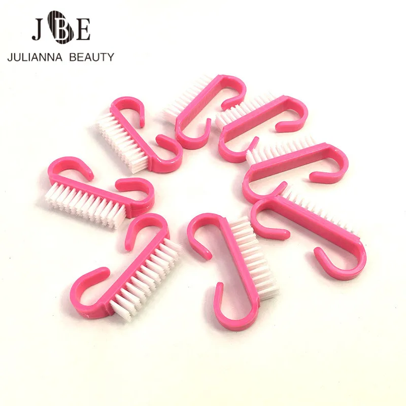 Escova do Unha com a Limpeza Pequena do Ângulo Removem a Poeira do pó Líquido de Limpeza Plástico para o Cuidado Acrílico da Arte do Unha do Gel Pces Cor-de-rosa 50 uv