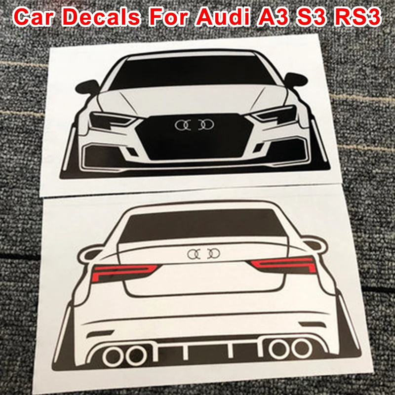 1pcs For Audi Sline S3 A3 8V 8P RS3 Rear Trunk Car Sticker Decals Windshield Window Fuel Cap Reflective Vinyl Wrap Trim | Автомобили и