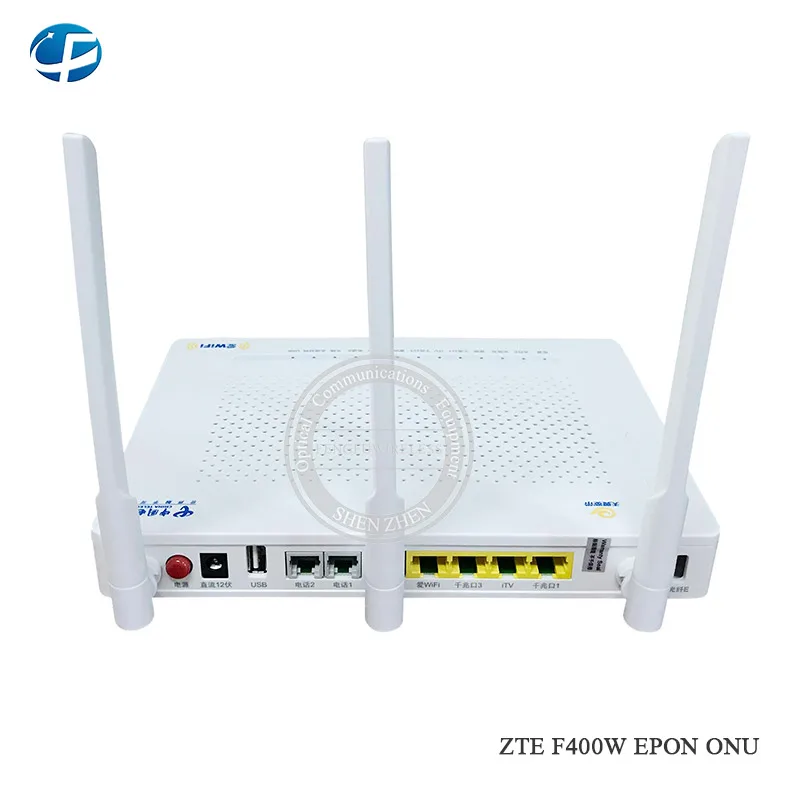 

5pcs Original ZTE EPON ONU ONT F400W Support 5G network , with 2GE + WIFI + 2TEL + USB + iTV port, fiber router English firmware