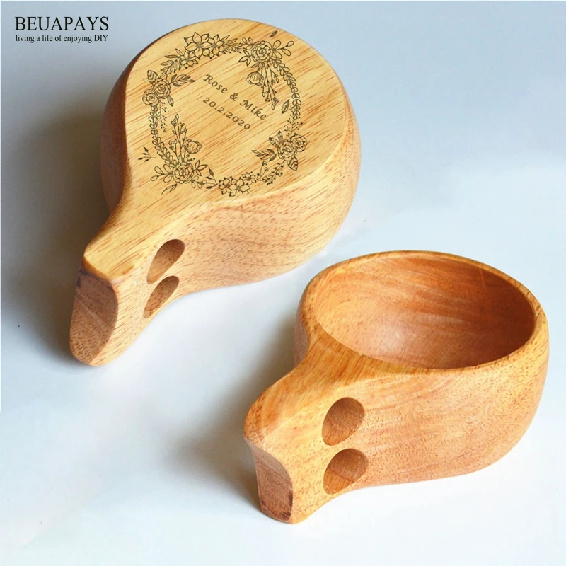 

4pcs Creative two hole wooden cup customized add name date and logo DIY wedding decoration baby shower gift birthday party favor