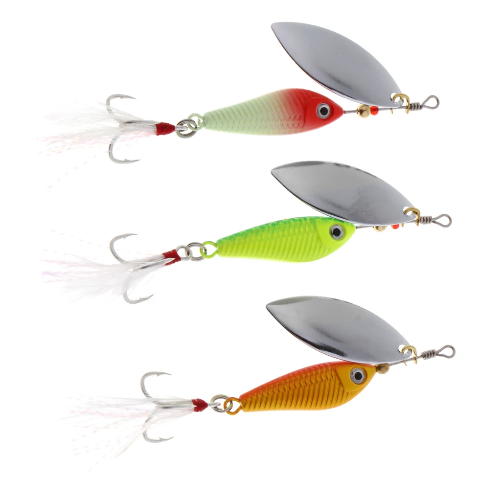 3pcs Fishing Lures Lead Spoon Fish Baits Metal Jigging Crankbaits Bass Feather Hook 8g 11g 20g Fishing Tackles