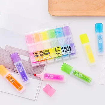 

6-color small fresh creative marker pen student prize large-capacity highlighter 6 in 1 set