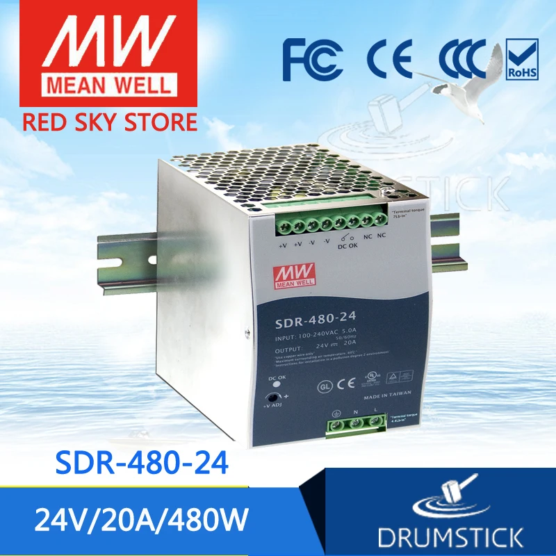 

Ship from USA MEAN WELL SDR-480-24 24V 20A meanwell SDR-480 24V 480W Single Output Industrial DIN RAIL with PFC Function
