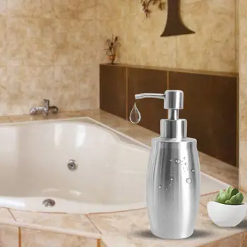 

Stainless Steel Lotion Bottle Hand Soap Liquid Manual Pressing Shower Gel Case 17.5x5.5cm