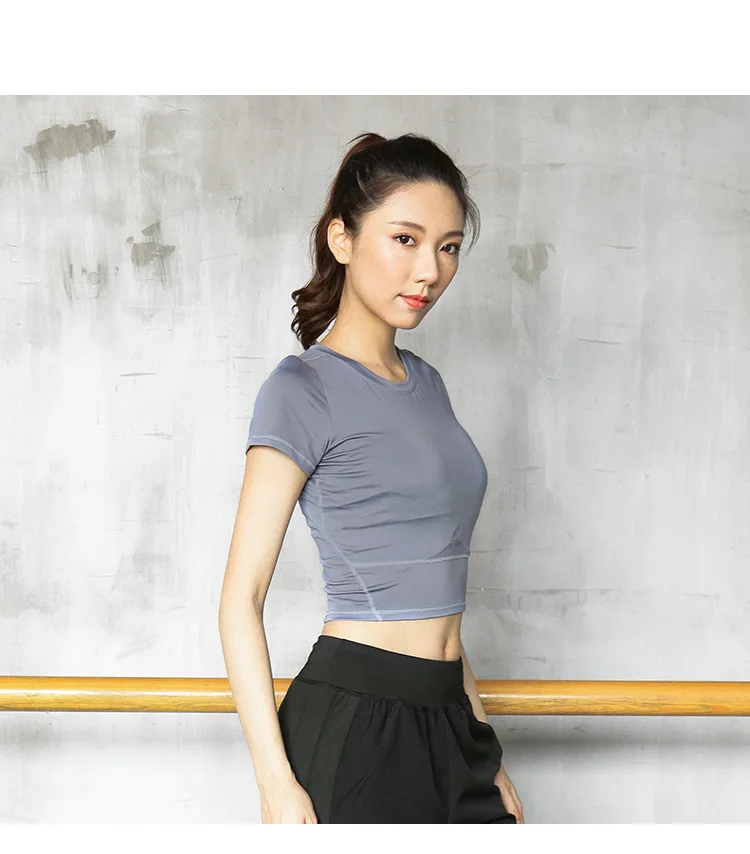 Спортивные топы с коротким рукавом для фитнеса женские короткие 651
