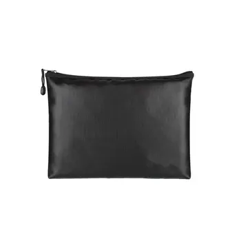 

High Temperature Resistant Document Bag Fiberglass Bag Storage Guard Safe Zipper Pouch Money Cash Protection Bag (Black)