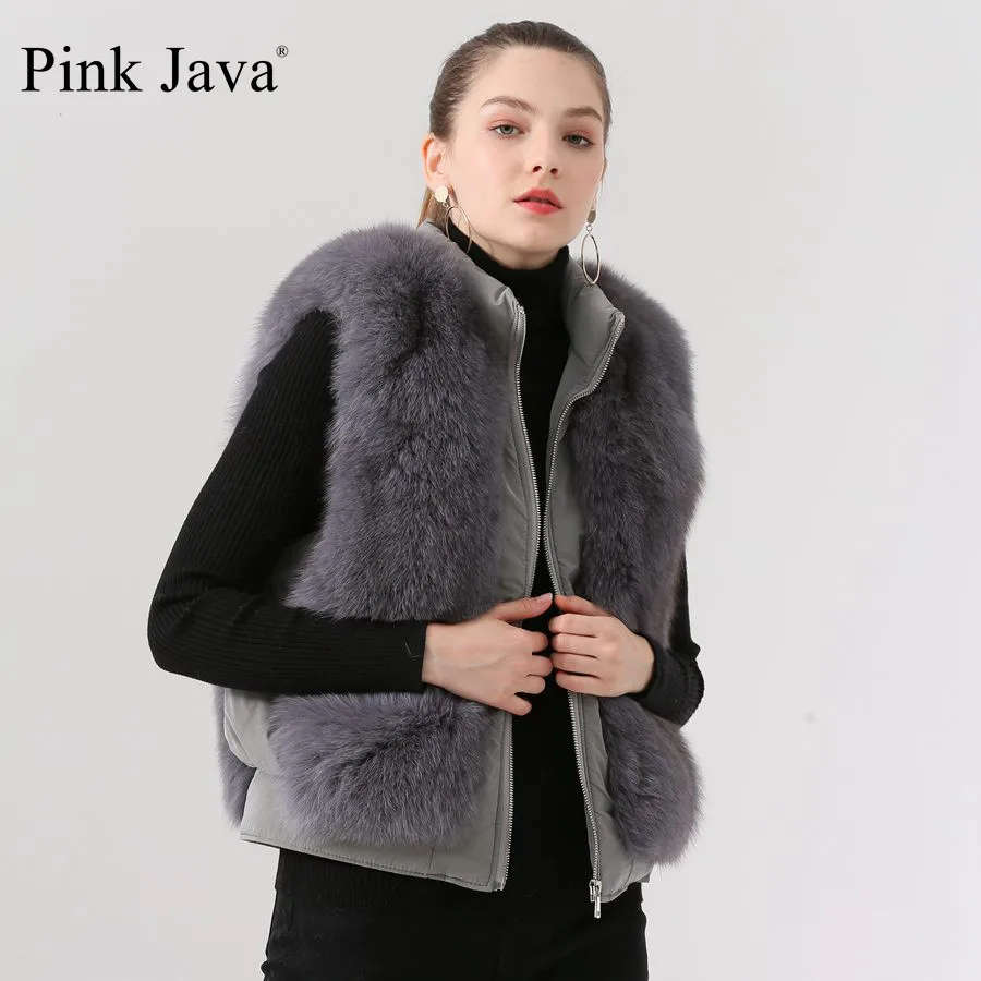 iron gray Короткая шуба из натурального Лисьего меха QC19081 Новое поступление, горячая Распродажа, женский зимний жилет из натурального Лисьего меха пуховое пальто с натуральным лисьим мехом - Цвет: iron gray