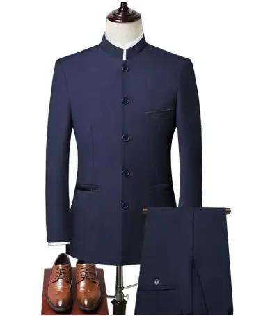 TPSAADE-2020-New-Arrival-Jacket-Pants-Suit-2-Pieces-Chinese-Style-Stand-Collar-Slim-Fit-Simple (2)