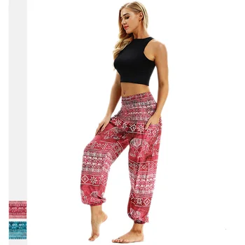 

Yoga Fitness Loose Bohemian Style Bloomers Women Print Fashion Pants Femme Streetwear Plus Size Trouser Indian African Outfits