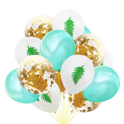 Olevo Фламинго лист воздушный шар набор Гавайский Зеленый Конфетти латексный воздушный шар тропический Летний пляж День рождения украшение - Цвет: 6