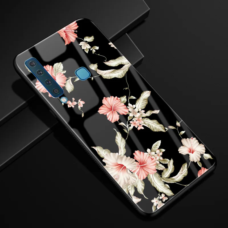 42 Для samsung A9 чехол A 9 PC Пластиковый стеклянный чехол для телефона черный TPU бампер чехол для samsung Galaxy A9 A920F A920 A9s - Цвет: 42