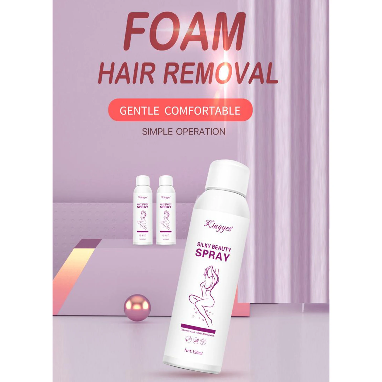 150ml Hair Removal Spray Depilatory Foam Mousse Remover Hair Inhibitor for Face/Arm/Leg/Armpit Foam Hair Removal