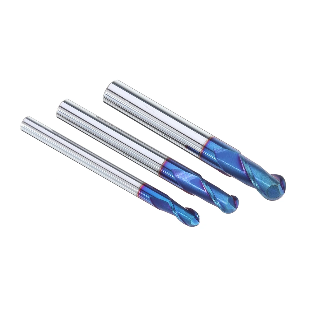 DANIU R3/R4/R5 2 Flutes Ball Nose End Mill HRC60 Blue NaCo Coating Tungsten Steel Carbide CNC Milling Cutter End Mill Tool
