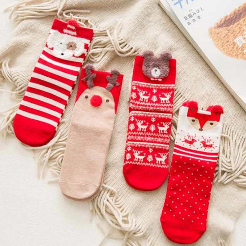 Cotton Medium Stockings Flexible Fashion Cotton Socks Soft Winter Variety Of Styles Winter Women Socks Perspiration Antiseptic - Цвет: Big red sock