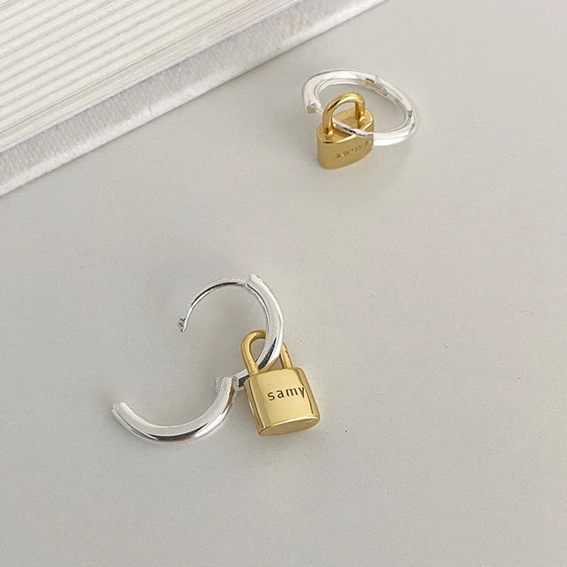 

Silvology 925 Sterling Silver Lock Drop Earrings for Women Two Color Glossy Letter Creative Lock Earrings Designer Jewelry Gift