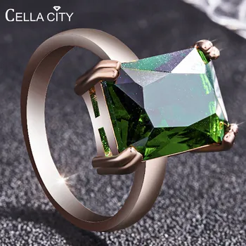 

Cellacity Classic Rectangle Emerald Ring for Women Gemstones Silver 925 Jewelry Rose Gold Color Anniversary Femal Gift Size 6-10